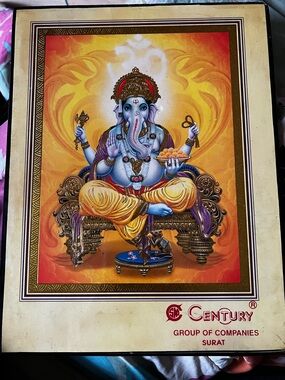 Vintage Wooden Century Hindu Ganesha Wall Art Print Plaque 10” x 13”